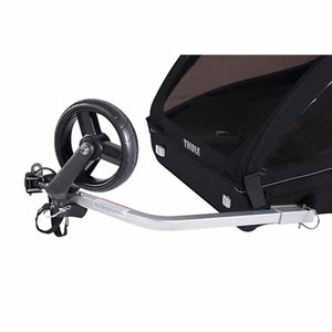 Thule stroller jogging wheel attachment connected to the frame