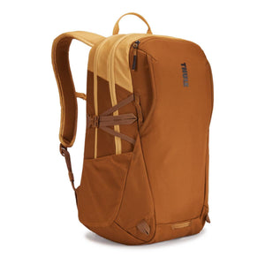 Thule brown backpack with side mesh pocket and compression straps