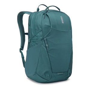 Teal Thule backpack with side compression straps and front mesh pocket