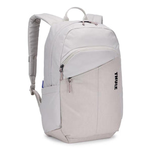 Light grey Thule backpack with front zippered pocket and padded shoulder straps