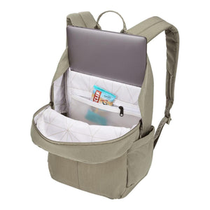 Open Thule backpack with laptop sleeve and interior storage pocket