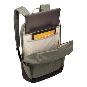 Thule backpack with open main compartment showing laptop and tablet sleeves