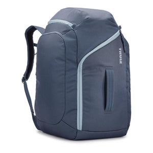 Thule blue backpack with side carry handle and zipper closure