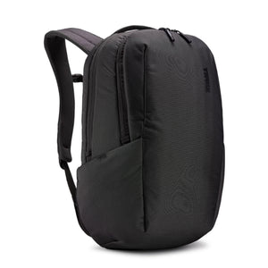 Thule black backpack with zippered compartments and padded shoulder straps