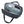 Open dark grey travel pouch with internal mesh pockets containing a phone, earbuds, keys, and charging cable