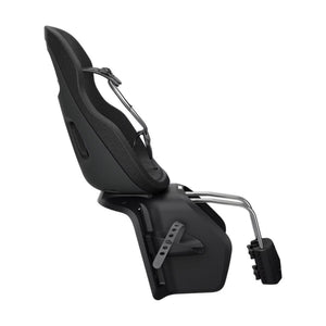Thule black rear mounted child bike seat with adjustable harness and footrests