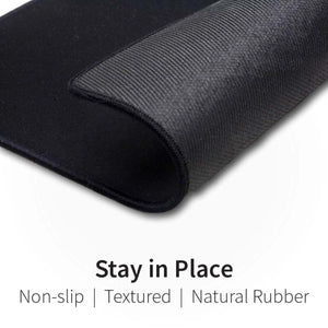 Black mouse pad with textured non-slip natural rubber base
