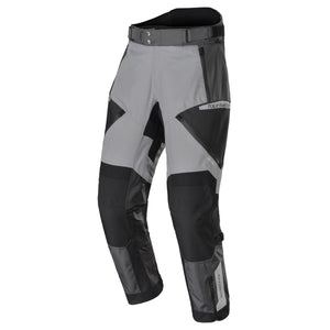 Tourmaster grey and black motorcycle riding pants with adjustable waist and reinforced leg panels