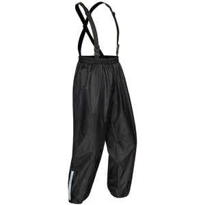 Tourmaster black waterproof rain pants with adjustable suspenders
