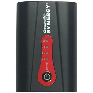 Tourmaster Synergy battery pack with percentage indicator lights and power button