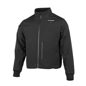 Tourmaster black heated motorcycle jacket with front zipper and chest pocket