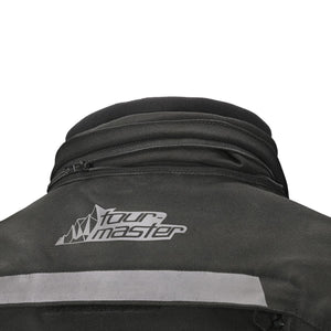 Tourmaster motorcycle jacket collar with zipper and reflective strip