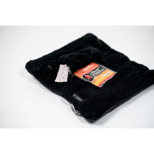 Black fleece Tubes hand warmer with Little Hotties heat pack inserted