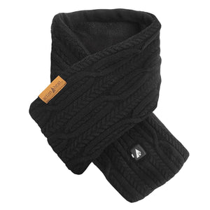 Black cable knit ActionHeat scarf with power button
