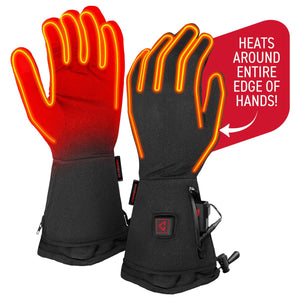 Gerbing heated gloves showing heating elements around the fingers and hand edges