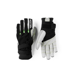 Hestra black and grey sports gloves with velcro wrist straps