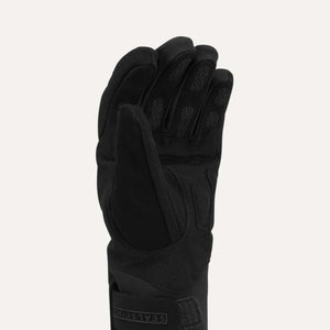 Black Sealskinz waterproof glove with textured grip on fingers and palm
