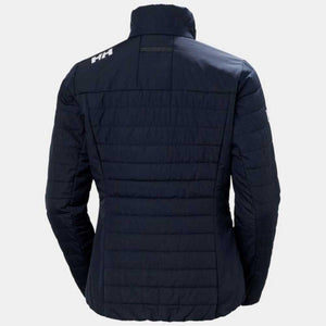 Back view of navy Helly Hansen quilted jacket with HH logo on shoulder