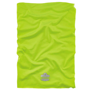 Chill-Its lime green cooling neck gaiter with Ergodyne logo