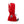 Hestra red three finger ski mitten with white palm and wrist carabiner