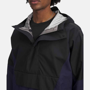 Under Armour black and purple hooded anorak jacket with silver interior lining