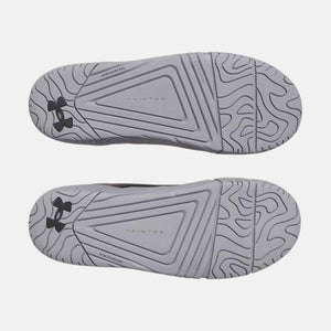 Under Armour shoe outsoles with grey non marking slip resistant tread patterns