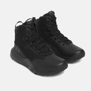 Under Armour black tactical boots with mesh upper and lace up closure