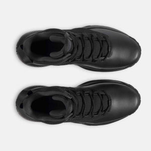 Top view of black Under Armour athletic sneakers
