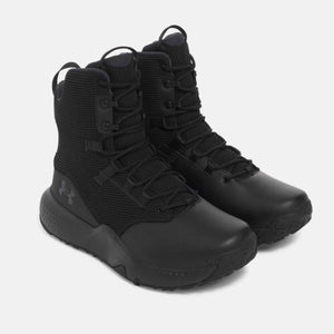 Under Armour black tactical boots with high top mesh and leather construction