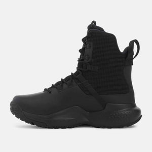 Under Armour black tactical boot with high ankle support and textured sole