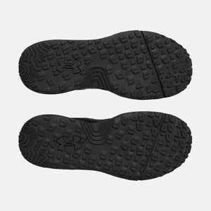 Under Armour black shoe outsoles with lugged tread pattern