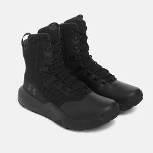Under Armour black tactical boots with lace up closure and mesh upper