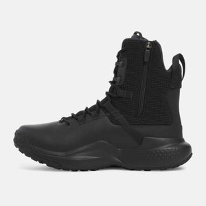 Under Armour black tactical boot with side zipper and lace up closure