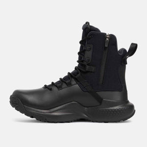Under Armour black tactical boot with side zipper and lace up closure