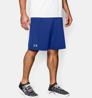 Under Armour blue athletic shorts with logo