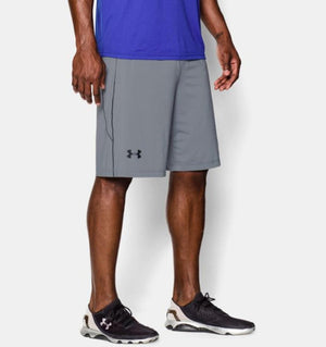Under Armour grey athletic shorts with black logo