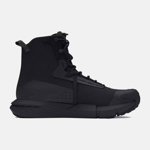 Black high top sneaker with mesh upper and thick rubber sole