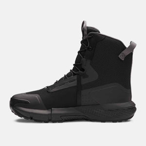 Under Armour black high top tactical boot with lace up closure and textured sole