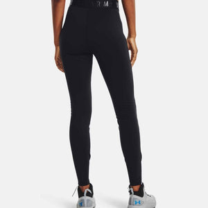 Back view of Under Armour black leggings with branded elastic waistband
