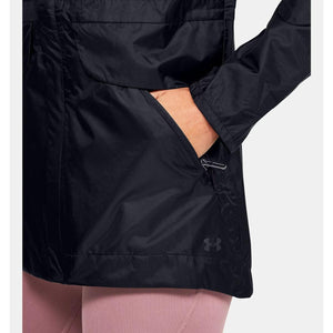 Close up of Under Armour black jacket pocket with zipper detail