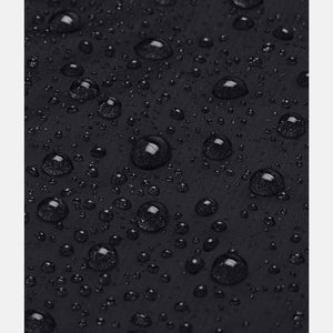 Water droplets on black Under Armour fabric