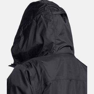 Black Under Armour jacket hood with adjustable drawcord
