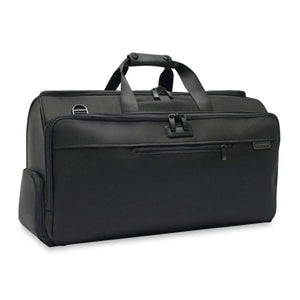 Briggs and Riley black rectangular duffel bag with top handles and front zippered pocket