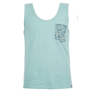 Light blue tank top with a patterned chest pocket featuring United Blue branding