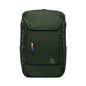 Got Bag olive green backpack with front zipper pocket and side webbing