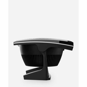 Side profile of a black Vornado air circulator fan