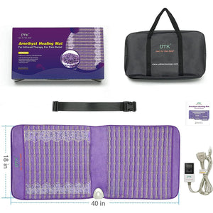 UTK Technology amethyst healing mat with carrying case, strap, manual, and digital controller