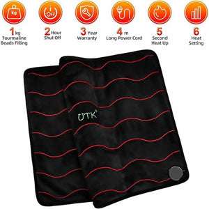 UTK Technology heating pad with tourmaline beads and six heat settings