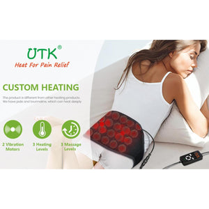 UTK Technology heating pad with jade and tourmaline stones on a person lying down