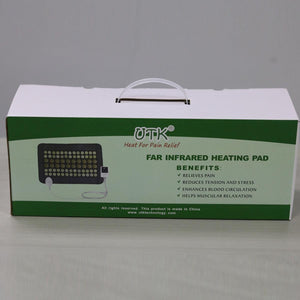 UTK Technology far infrared heating pad product box with benefits listed